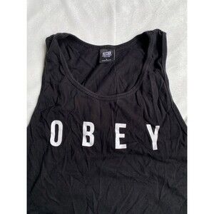 Obey White Black Graphic Logo Sleeveless Shirt Regular Men's Tank Top Size Large